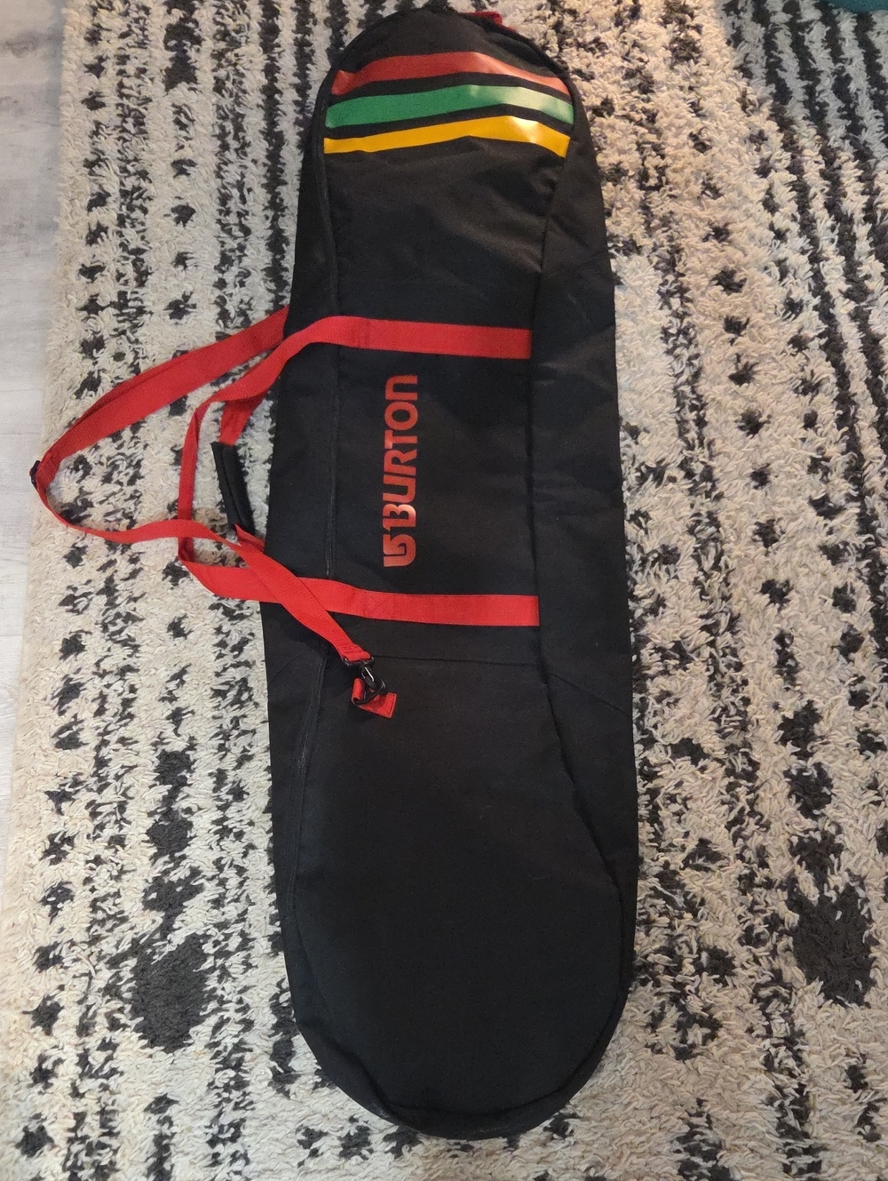 Burton Black Snowboard Bag with Rasta Stripes